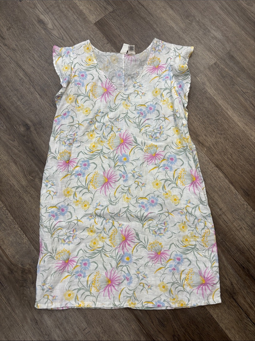 Joie Floral Midi Dress in White with Pink & Yellow Blooms M